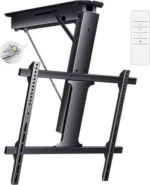 Electric Ceiling TV Mount, Remote Adjustable Flip Down Bracket for 32 to 70 Inch Flat Curved Screen TVs Max VESA 600x400mm, Motorized TV Ceiling Mount for Flat Pitched Roof Indoor Outdoor
