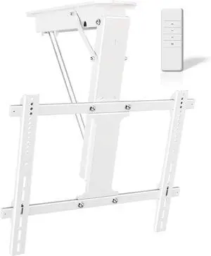 Ywin Electric Ceiling TV Mount with Remote, Motorized Ceiling TV Mount Flip Down Bracket for 32 to 70 inch, Flat and Curved Screen TVs, Pitched Roof VESA Mount(White)