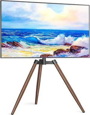 Rfiver Artistic Easel TV Stand, Height Adjustable & Swivel 100° Tripod TV Stand for 32-65 Inch LCD LED Flat Panel Curved Screen TVs up to 77 lbs, Portable TV Mount for Bedroom, Living Room, Studio