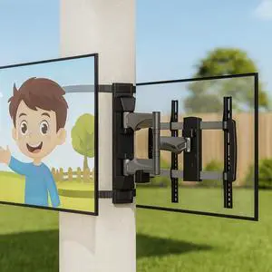 SupaTV SPTVA2164 No-Drill Strap-On TV Mount Indoor/Outdoor for Pillars, Gazebo, Pergola & Patio - Fits 37-70 in TVs to 77 lb, Full Motion Swivel Tilt Extend, Aluminum/Steel, Weather Resistant