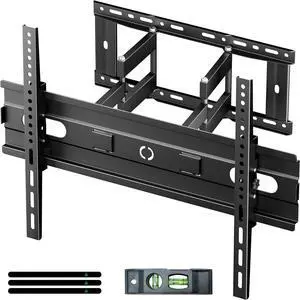 GearFusion TV Wall Mount for Most 32"-85" TVs up to 132lbs, Full Motion TV Bracket with Swivel Tilt Extension, Dual Articulating Arms TVs Mount Fits 12/16 Wood Studs Max VESA 600x400mm