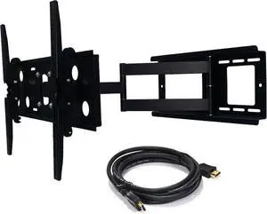 2xhome  New TV Wall Mount Bracket (Single Arm) and Free HDMI Cable  Secure Cantilever LED LCD Plasma Smart 3D WiFi Flat Panel Screen Monitor Moniter Display Large Displays
