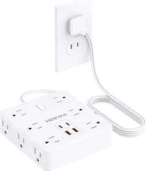 2 Prong Power Strip, 2 Prong to 3 Prong Outlet Adapter with 12 AC & 4 USB(2 USB-C), 1700J Two Prong Surge Protector, 5FT Extension Cord, Wall Mountable, Ideal for Old House Non-Grounded Outlets