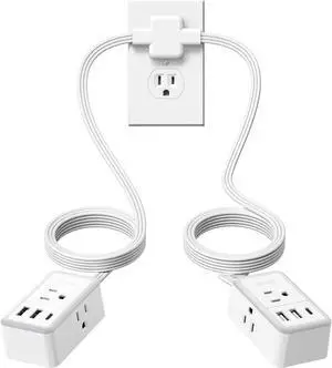 NTONPOWER Double Extension Cord 12 FT, Twin Extension Cord with 6ft Extension Cord on Each Side 3 Widely Outlets, Extension Cord Splitter for Home Office Dorm Room