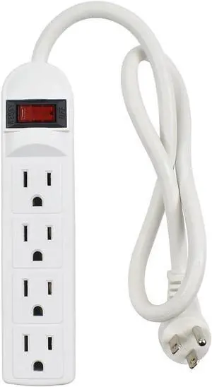 4 Outlet Power Strip, 15A 125V 1875W, 90 Joules, 20-Inch Short Cord with Flat Plug, Small Power Strip Surge Protector, ETL Listed