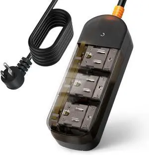 Surge Protector Power Strip, 3 Outlets 6ft Extension Cord, 1875W Outdoor Power Strip Weatherproof, Mountable Small Power Strip for Home, Outdoor, Travel, FCC UL Listed.