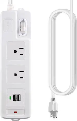 Power Strip Surge Protector,NIURENEL 9.8ft Extension Cord with 2 AC Outlets,2 USB Ports,Wall Mount for Home,Office,Travel,Dorm,Multi Outlets Widely,1875W/15A, 1875 Joules,White (2outlets+2usb, 5.9FT) Power Strip Surge Protector,NIURENEL 9.8ft Extension Cord with 2 AC Outlets,2 USB Ports,Wall Mount for Home,Office,Travel,Dorm,Multi Outlets Widely,1875W/15A, 1875 Joules,White (2outlets+2usb, 5.9FT)