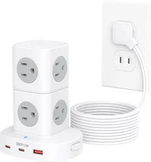2 Prong Power Strip, 2 to 3 Prong Outlet Adapter with 9 Outlets 3 USB Ports (2 USB C), 1700J Two Prong Surge Protector, 5FT Extension Cord, Wall Mount for Old House Non-Grounded Outlets