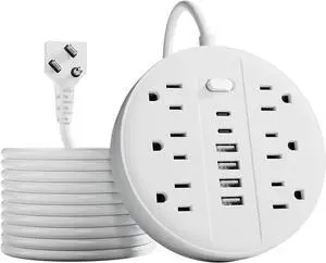 5 FT Surge Protector Power Strip, Chiefway Extension Cord with Multiple Outlets, 6 AC Outlets, 4 USB & 2 USB C, On/Off Switch, Portable Outlet Extender, Flat Plug, Wall Mountable for Office Home Dorm