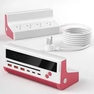 Power Strip with USB Ports, 100W 10-in-1 Surge Protector Power Strip with 4 AC Outlets, 3 USB-C & 3 USB-A Ports, USB Charging Station with Smart Display, 5 FT Extension Cord