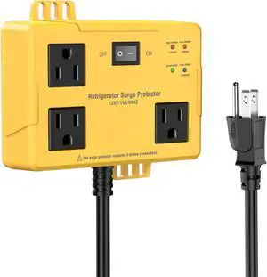 3 Outlets Refrigerator Surge Protector for Home Appliances with Time Delay, 2FT Wall Mount Protector de Voltaje Protects Against Brownout, Spike, Instant Surge All Voltage Abnormalities. ETL Listed.
