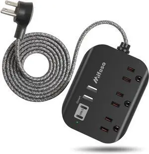 Travel Essentials - Mifaso Power Strip with USB, Compact Flat Plug Extension Cord 5ft with 3 Outlets 4 USB Ports, Non Surge Cruise Must Haves, Cruise Ship Essentials, Dorm Room, Apartment Essentials