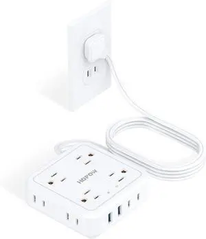 2 Prong Power Strip, 1625W 2 Prong to 3 Prong Outlet Adapter - 8 AC Outlets & 4 USB (2 USB C), 1700J Two Prong Surge Protector, 5FT Extension Cord, Ideal for Old House Non-Grounded Outlets