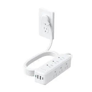 TROND Surge Protector Power Strip: 9 Widely Spaced AC Outlets with 20W USB C Charger Power Strip, 15ft Flat Plug Extension Cord, Wall Mount, Desk Charging Station, Hotel Dorm Room Essentials, White