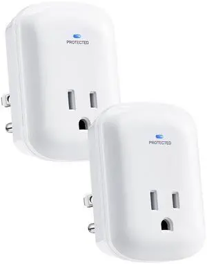 SURAIELEC Surge Protector, 1225J Wall Surge Protector Outlet with 900V VPR, 15A/1875W Ground Protected Light Indicator for TV, Fridge, Microwave, Garage, Computer, Workshop and Gaming Devices, 2 Pack