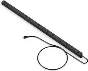 JUNNUJ Long Metal 16 Outlet Power Strip,Wide Spaced Garage Industrial Heavy Duty Power Strip,Surge Protection 4800J,Wall Mount Screws Outlet with Switch 5-15P High Amp 6-20R T-Slot (Black, 6FT)