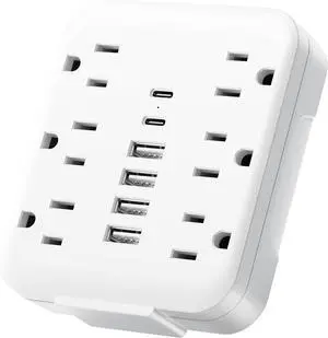 Multi Plug Wall Outlet Extender with USB Ports: 6 AC Outlets, 6 USB Ports (2 USB C), Wall Plug Power Strip, USB Plug Adapter for Wall Outlet, Outlet Splitter for Home Office Travel Cruise Essentials