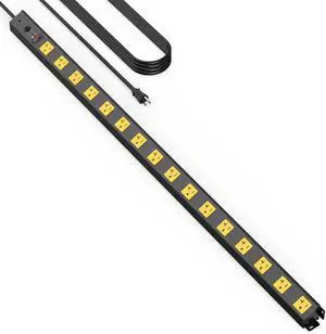HHSOET 16 Outlet Long Power Strip, 10FT Heavy Duty Power Strip with 4800J Surge Protection, 20a Mountable Wide-Spaced Outlets for Home, Office, Garage & Workshop - ETL Certified
