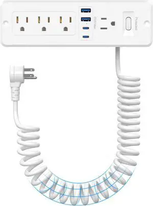 Furniture Drawer Outlet Kit, 65W USB C Recessed Power Strip with 4 Outlets & 4 USB Ports,Hidden Charging Station for Home Office 10 FT White Cord