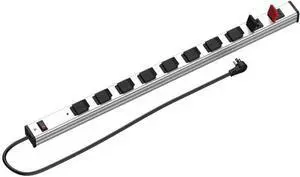 9 Outlets 2 USB Heavy Duty Metal Socket Power Strip,10-Foot Long Extension Cord with Circuit Breaker. Mounting Brackets Included, Workshop/Industrial use