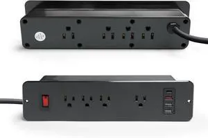 Double Side USB C Recessed Power Strip,Countertop Plugs 8 Outlets 4 USB Ports, PD 20W Flush Mount Desk Plug Station Flat Plug Mountable Power Socket Build into Furniture, Drawer, Table,Cabinet