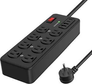 Heavy Duty Power Strip with USB,8 Outlet Workshop Metal Power Strip,PD20W USB C 15A 1200 Joules Surge Protection,Wide Spaced,6FT Cord