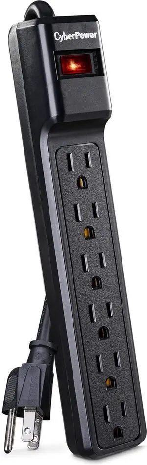 CyberPower CSB604 Essential Surge Protector, 900J/125V, 6 Outlets, 4ft Power Cord, Black