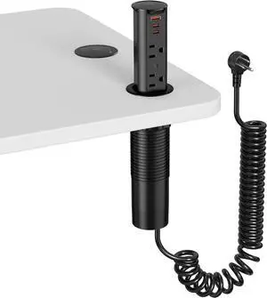 Pop Up Outlet for Countertop,Recessed Power Strip Table Outlet,Power Grommet in Drawer Outlet,Furniture Flush Mount for Desktop,20W USB C (Black, 6.5FT)