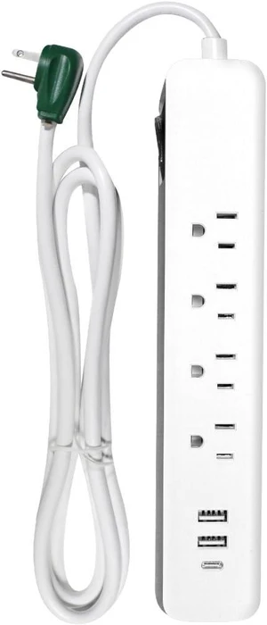 Go Green Power Inc. 6-ft Cord Surge Protector with 4 Outlets, USB-A and USB-C, 450 Joules - Compact, Heavy Duty, Circuit Breaker - Ideal for Home & Office - GG-1462USBC Go Green Power Inc. 6-ft Cord Surge Protector with 4 Outlets, USB-A and USB-C, 450 Joules - Compact, Heavy Duty, Circuit Breaker - Ideal for Home & Office - GG-1462USBC