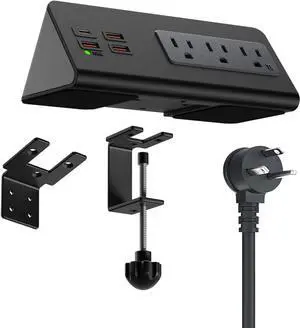 Desk Edge Mount Power Outlets with USB Charge Ports