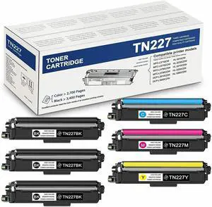 Tronovia 6 Pack Toner Cartridge for Brother TN227 223 HL-L3210CW L3230CDWHL-L3270CDW