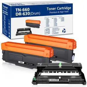 Tronovia 2Pack TN660 Toner Cartridge + 1PK DR630 Drum Unit For Brother HL-L2300D L2320D
