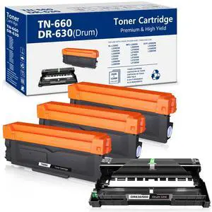 Tronovia 3PK TN660 Toner + 1PK DR-630 Drum For Brother HL-L2300D HL-L2340DW DCP-L2540DW