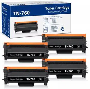 Tronovia 4Pk TN760 Compatible for Brother TN-760 Toner Cartridge MFC-L2710DW HL-L2390DW