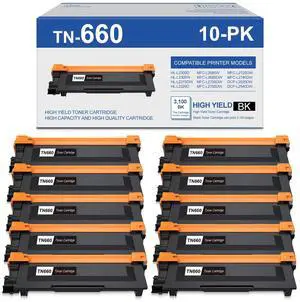 Tronovia 10PK TN660 TN-660 TN630 TN-630 Toner Cartridge for Brother MFC-L2680w HL-L2300D