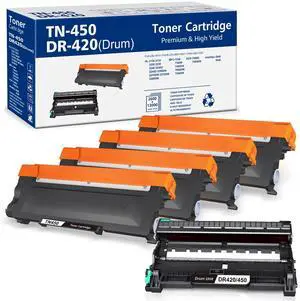 Tronovia 5PCS TN450 DR420 Toner Drum Combo for Brother Tn450 HL-2270DW 2240 2280DW 7360N