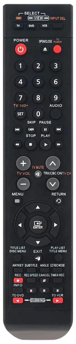 Tronovia Replace Remote Control for Samsung VCR DVD DVD-VR375 DVD-VR375A DVD-VR370 AK59-00084A