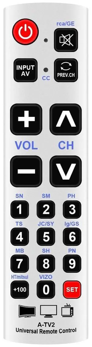 Tronovia Replace Remote Control for TCL Vizio Polaroid Toshiba Philips Sharp TV A-TV2 Universal