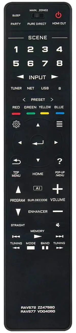 Tronovia Replace Remote Control for Yamaha Receiver RX-A1080 RX-A1080BL RAV572 ZZ47580