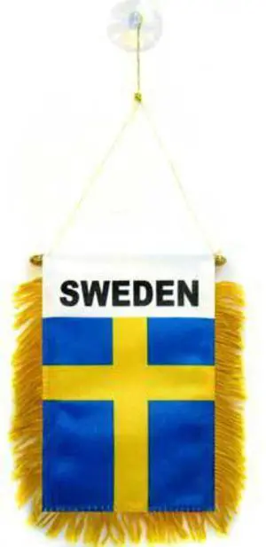 TRONOVIA Sweden Mini Flag 4"x6" Window Banner w/ suction cup 100D