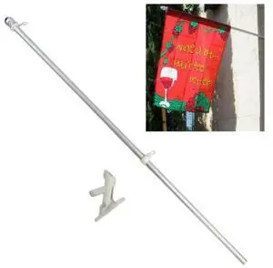 TRONOVIA 5ft Flag Pole Kit Wall Mounted Flag Pole One Piece Flag Pole POLE CLIPS BRACKETT