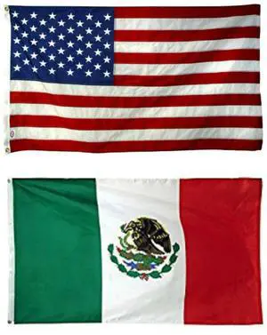 TRONOVIA 12x18 12"x18" Wholesale Combo USA American & Mexico Mexican Flag Grommets