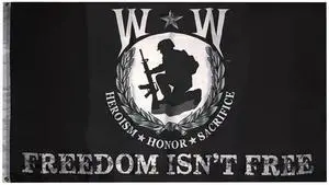 TRONOVIA Wounded Warrior Heroism Honor Sacrifice Freedom Isn't Free 3x5 3'x5' Poly Flag