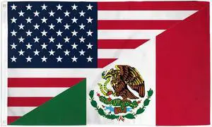 TRONOVIA USA & Mexico Combination Flag 3x5ft USA & Mexico Combo Flag US/MEX 100D