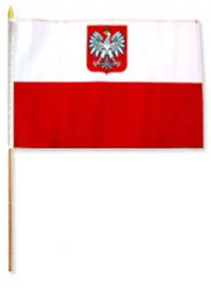 TRONOVIA 12x18 12"x18" Polish Poland Eagle Stick Flag wood Staff super polyester (24inch)