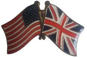 TRONOVIA USA and UK United Kingdom Crossed Friendship Flag Enamel Lapel Pin