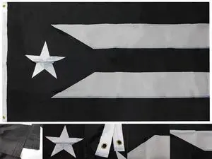 TRONOVIA Puerto Rico Black White PROTEST Quality Nylon Embroidered 3x5 Flag Banner 210D
