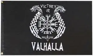 TRONOVIA 2X3 Viking Victory Valhalla Black White 2'x3' 100D Woven Poly Nylon Flag Banner