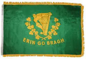 TRONOVIA 3x5 Erin Go Bragh Irish Poly Nylon Sleeve w/ Gold Fringe Flag 3'x5'