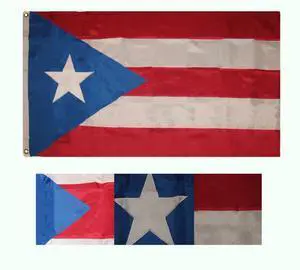 TRONOVIA 2x3 Embroidered Sewn Historic Light Blue Puerto Rico 210D Nylon flag 2x3ft